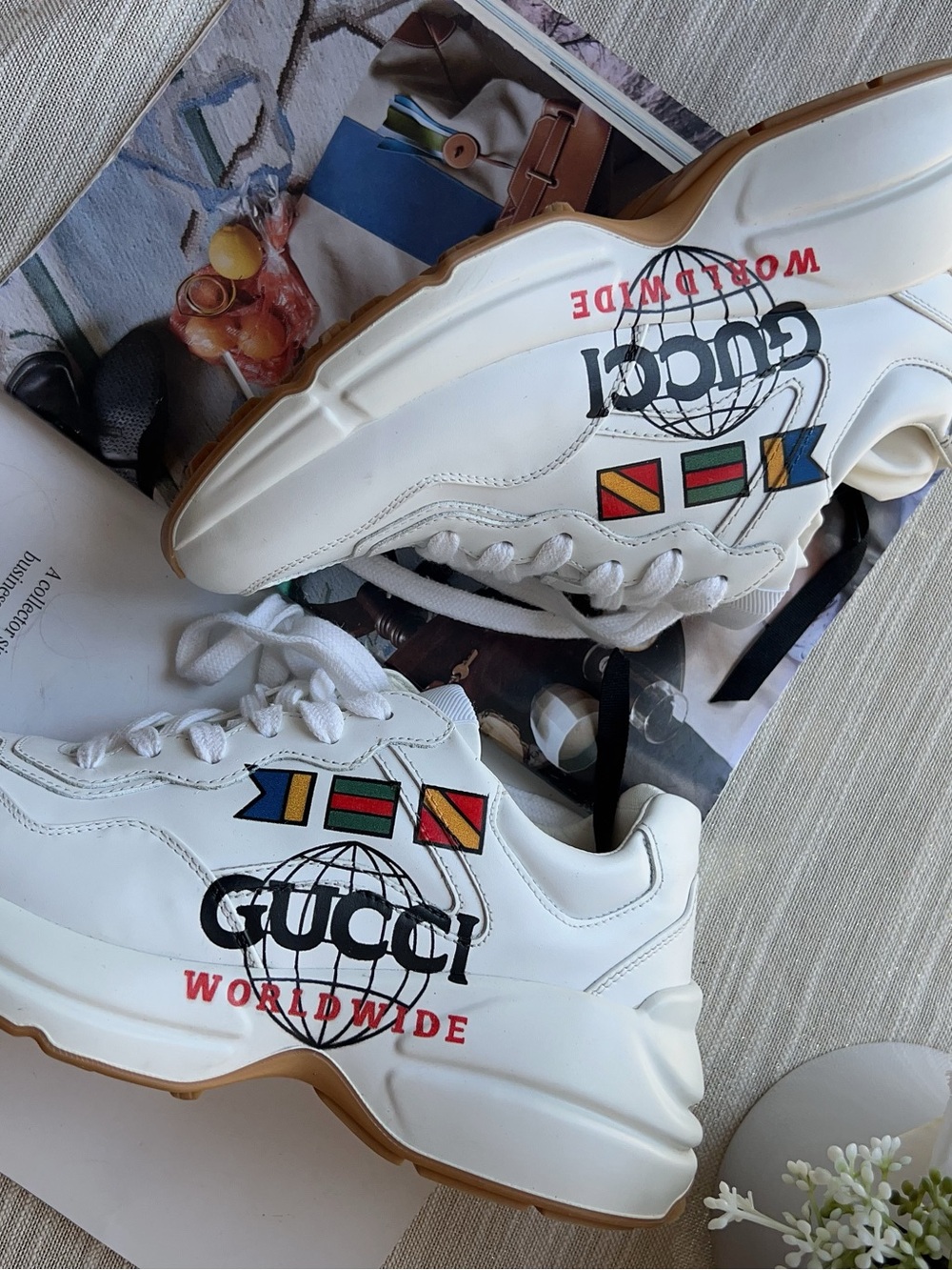Gucci Rhyton Worldwide Sneakers White Size37.5
